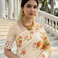 Aastha Fashion Cream Premium Russian Silk Designer Floral Position Print Saree