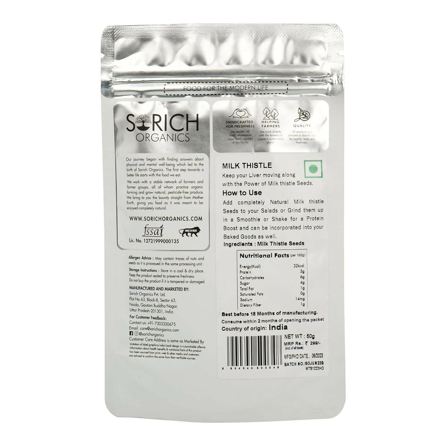 Sorich Organics Milk Thistle Seeds | Swadesiicart