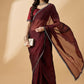 Brown Organza Swaroski Diamond Work Saree with Unstitched Blouse - Radha