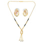 AanyaCentric Gold-Polished Short Mangalsutra Set with Earrings