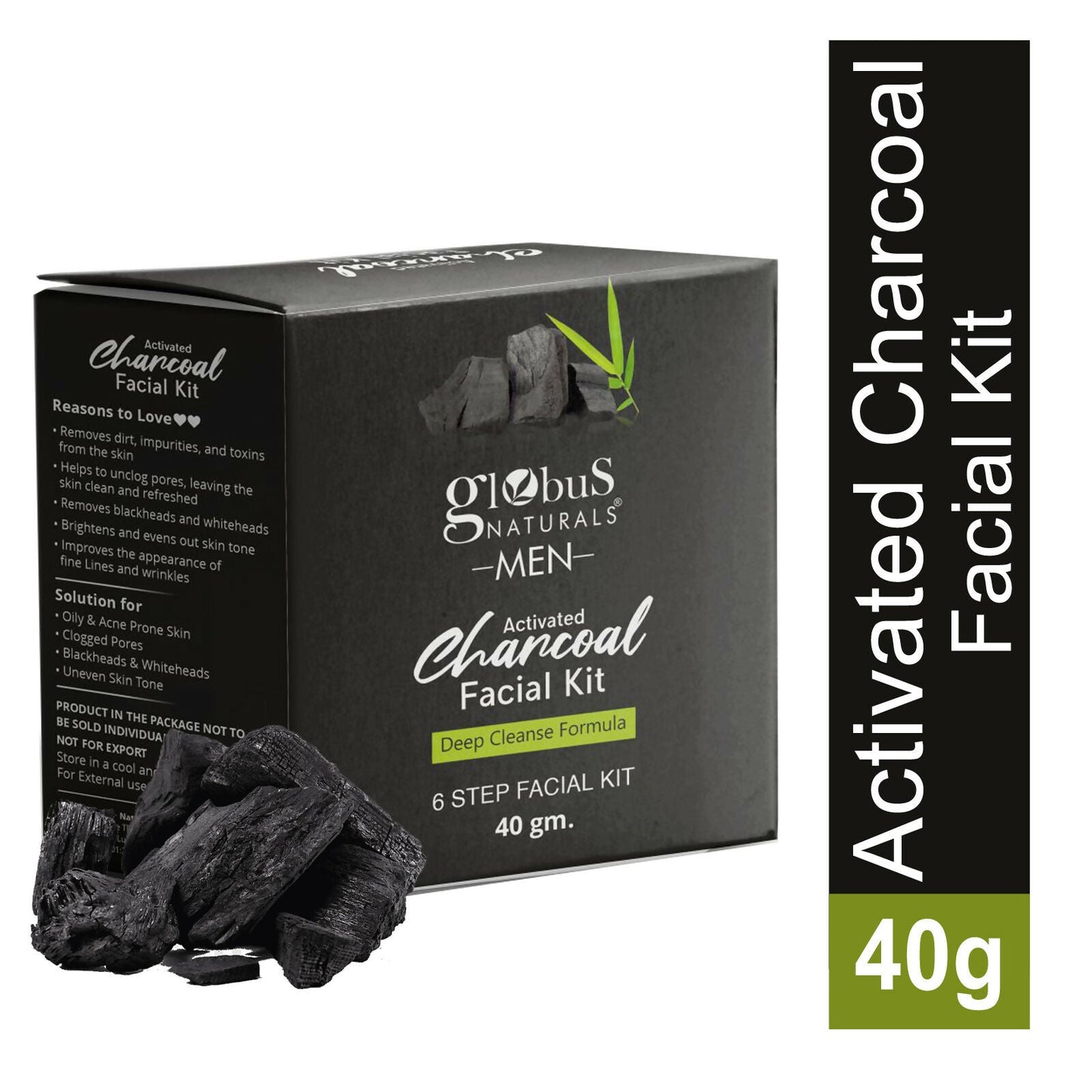 Globus Naturals Anti-Pollution Charcoal Men 6 Step Facial Kit | Swadesiicart