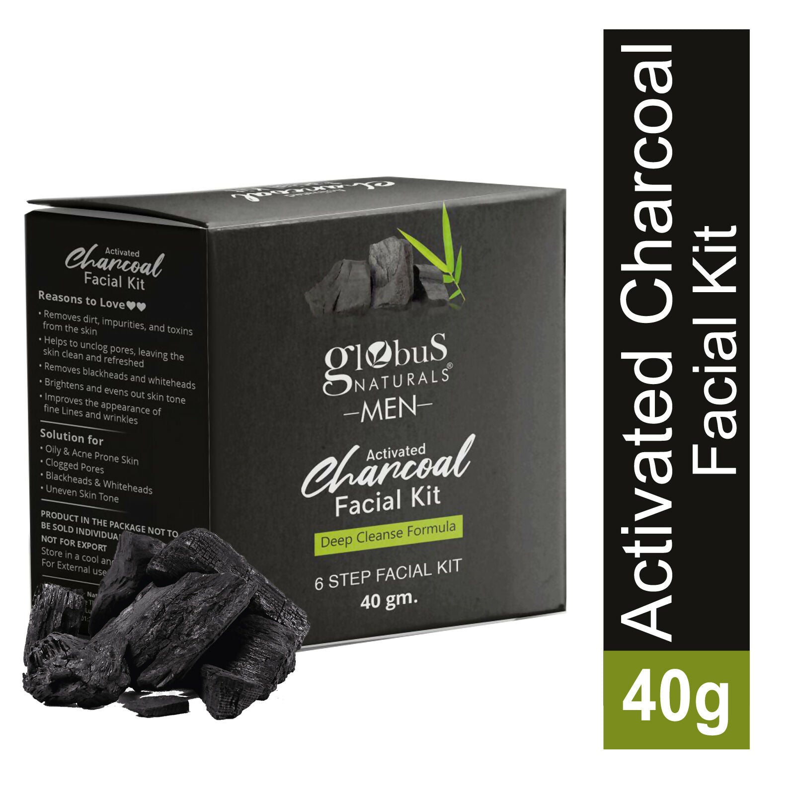 Globus Naturals Anti-Pollution Charcoal Men 6 Step Facial Kit | Swadesiicart