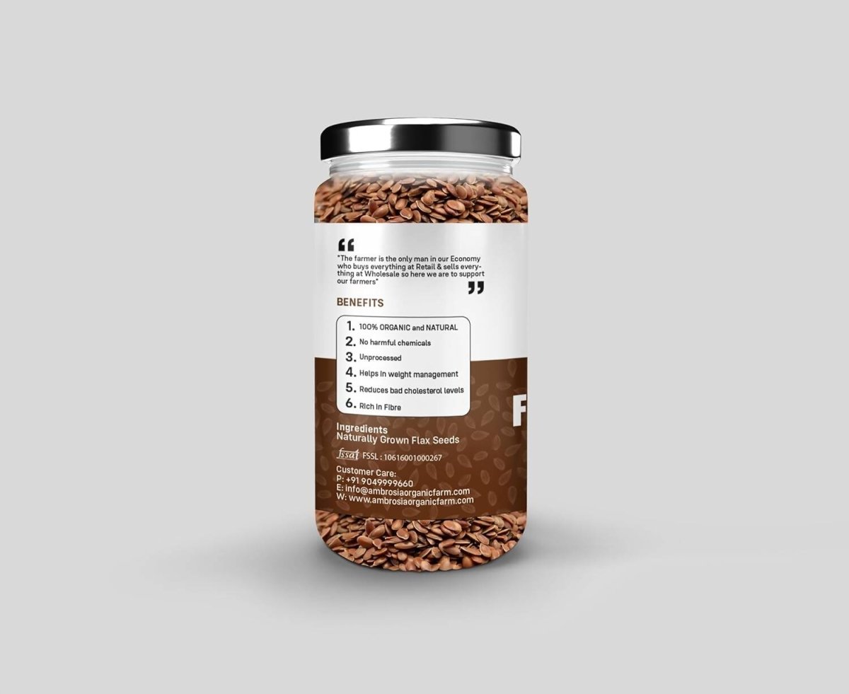 Ambrosia Organic Farm Flax Seeds | Swadesiicart