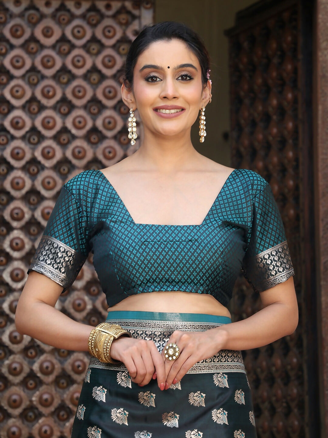 Shree Shyam Fashion Teal Silk Saree