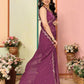 Aafreen Partywear Designer Wine White Rangoli Fancy Saree
