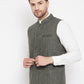 Even Apparels Green Wool Men Woven Nehru Jacket | Swadesiicart