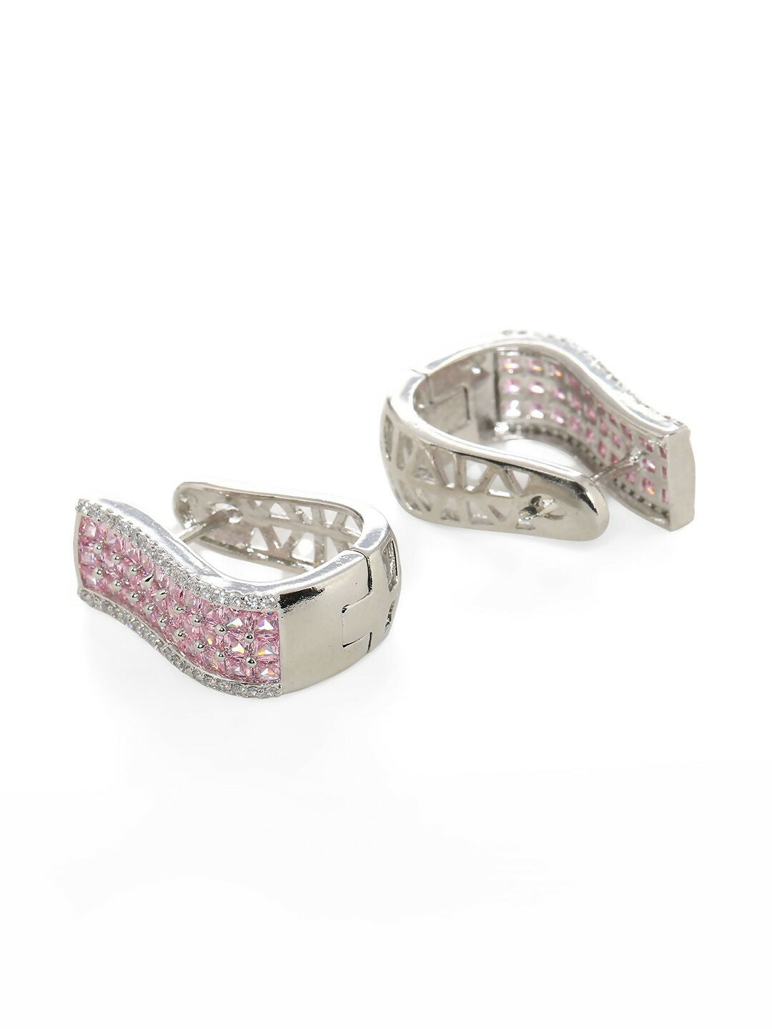 Pink Hoops Earrings- Ruby Raang | Swadesiicart