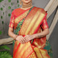 Jyoti Fashion Women's Green Kanjivaram Silk Zari Woven Saree with Blouse | Swadesiicart