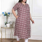 Miravan Women's Plus Size Cotton Floral Printed Cream A-Line Kurta with Buttons - Swadesiicart