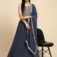 Dark Grey Georgette Embroidered Lehenga choli with Dupatta - Dhara | Swadesiicart