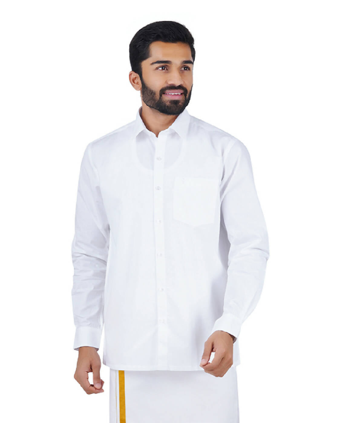 Ramraj Cotton Mens Full Sleeve Formal 100 % Cotton White Shirt | Swadesiicart
