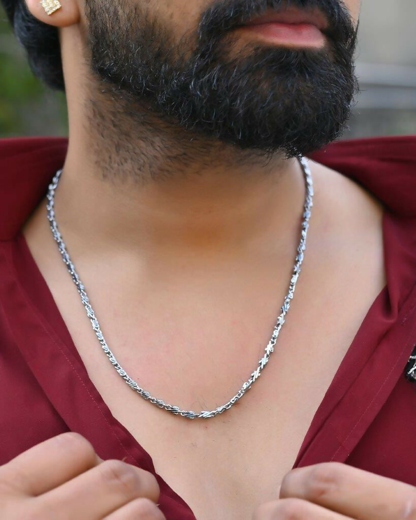 VOJ Silver Plated Designer Chain For Men | Swadesiicart