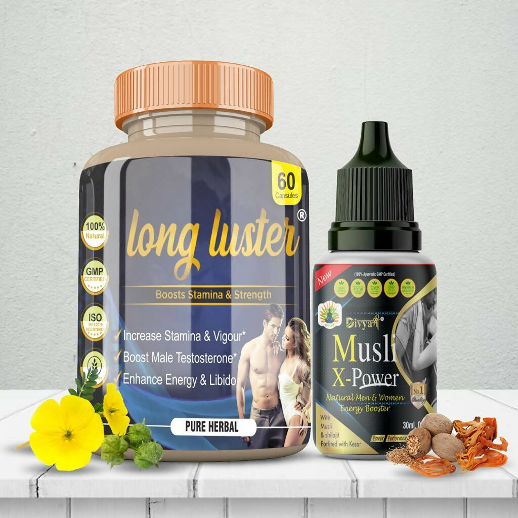 Divya Shree Long Luster Capsule & Musli X-Power Oil Combo - Swadesiicart