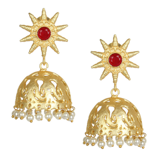 Joban Fashion Women Matte Gold Brass Jhumka | Swadesiicart
