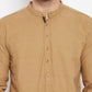 Even Apparels Beige Pure Cotton Short Men's Kurta With Band Collar | Swadesiicart
