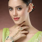 NVR Women's Green Gold-Polished Stone Studded Handcrafted Ring Bracelet - Swadesiicart