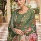 Indian Clothing NOZ2TOZ Women's Muslin Green Party Wear Embroidered Kurta With Pant And Duppata Set - Noz2Toz