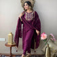 Indian Clothing NOZ2TOZ Women's Rayon Slub Wine Party Wear Embroidered Kurta With Pant And Duppata Set - Noz2Toz