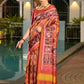 Vishnu Weaves Women's Mustard Banarasi Silk Patola Printed Saree with Blouse - Swadesiicart