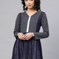 Ahalyaa Women Navy Blue Georgette Khari Print Tunic | Swadesiicart