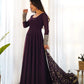Lorenvalley Fashion Women Georgette Anarkali Gown Duppta Full Set With Pent Ready To Wear - Wine | Swadesiicart