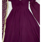 Lorenvalley Fashion Women Georgette Anarkali Gown Duppta Full Set With Pent Ready To Wear - Wine | Swadesiicart