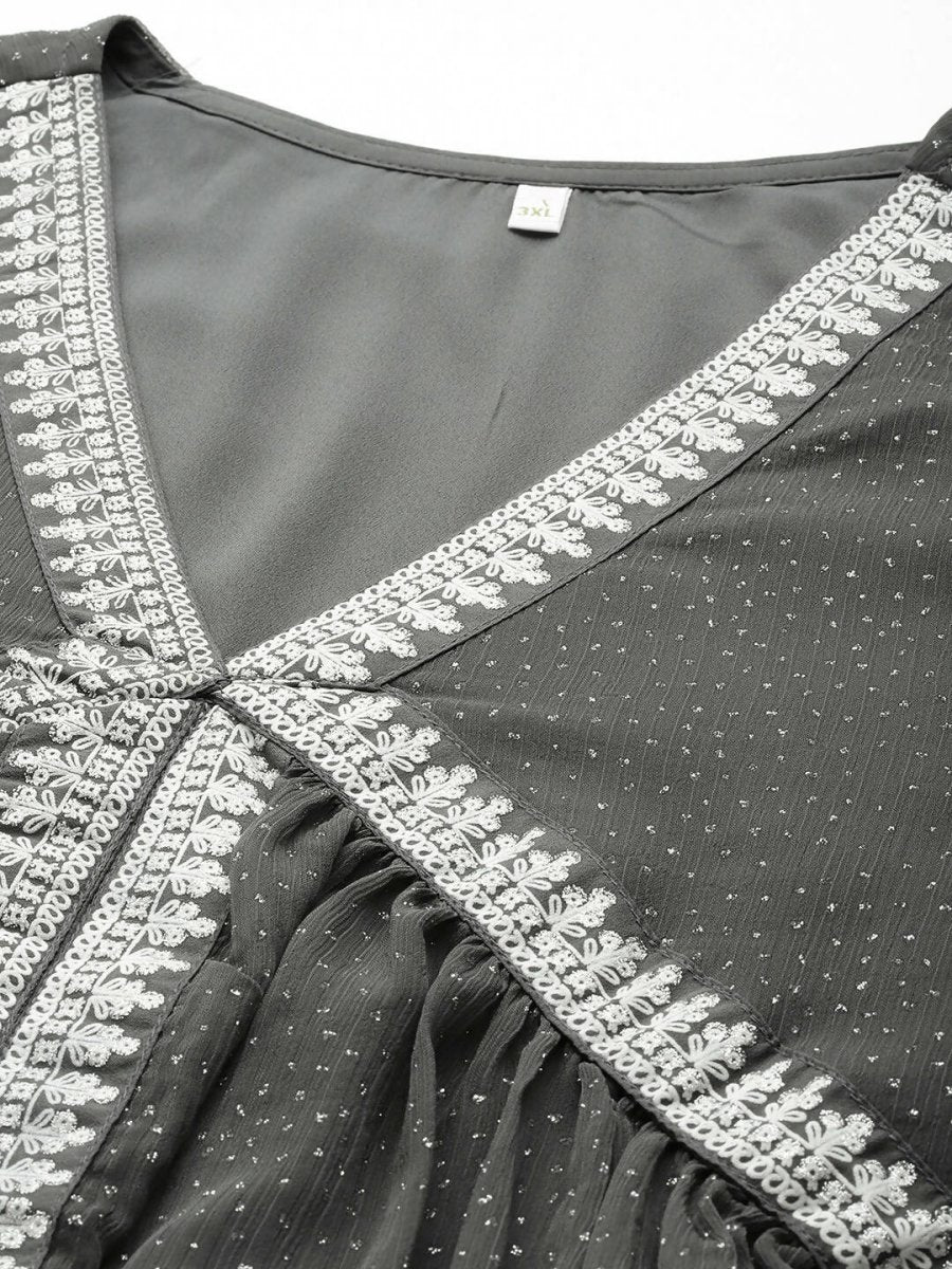 Ahalyaa Women's Traditional wear Kurta Set - Grey | Swadesiicart