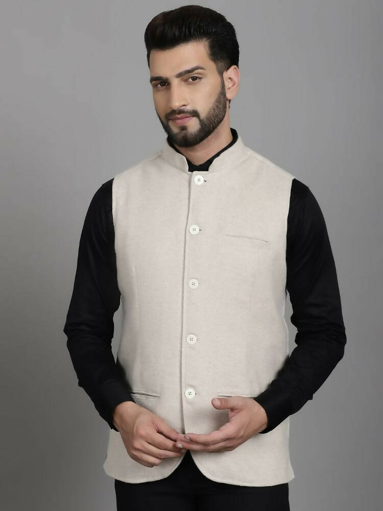 Even Apparels Nehru Jacket With Welt Pockets - Off White | Swadesiicart