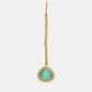 Ruby Raang Gold Polished Green Stone Kundan Maang Tikka | Swadesiicart