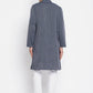 Even Apparels Grey Color Pure Cotton Men's Kurta With Band Collar | Swadesiicart