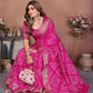 Aastha Fashion Pink Pure Dola Silk Handmade Original Bandhej Saree