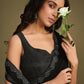 Black Crepe Silk Sequence Embroidered & Stone Work With Sequence Work Jacket Saree With Stitched Blouse - Mohmanthan La Belle