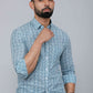 Miravan Men's White & Blue Premium Cotton Floral Print Casual Shirt | Swadesiicart