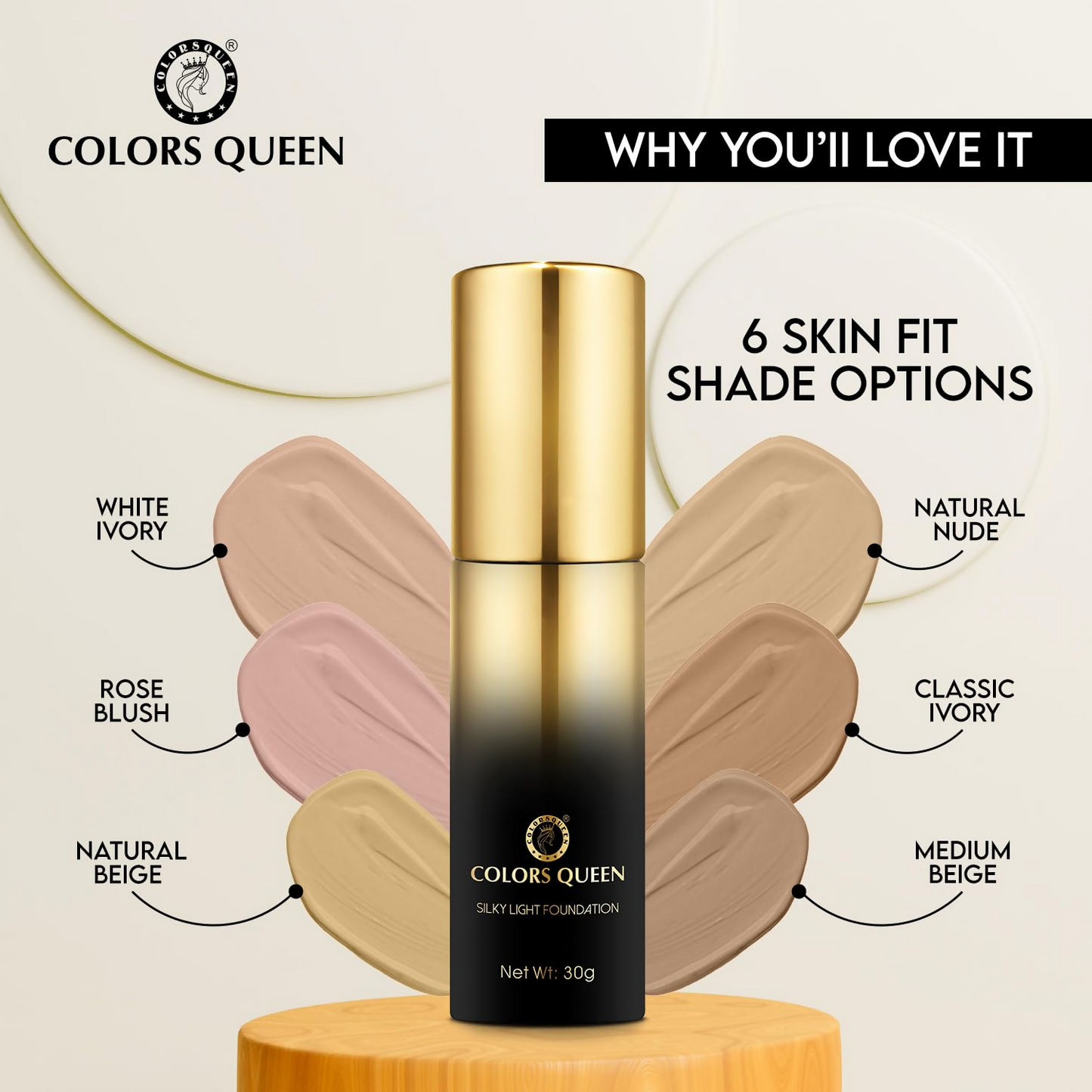 Colors Queen Silky Light Foundation - 02 Rose Blush | Swadesiicart