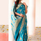 Joban Fashion Blue Banarasi Soft Pure Handloom Banarasi Silk Saree | Swadesiicart