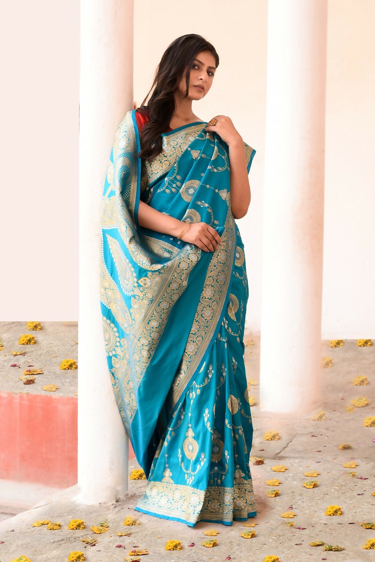 Joban Fashion Blue Banarasi Soft Pure Handloom Banarasi Silk Saree | Swadesiicart