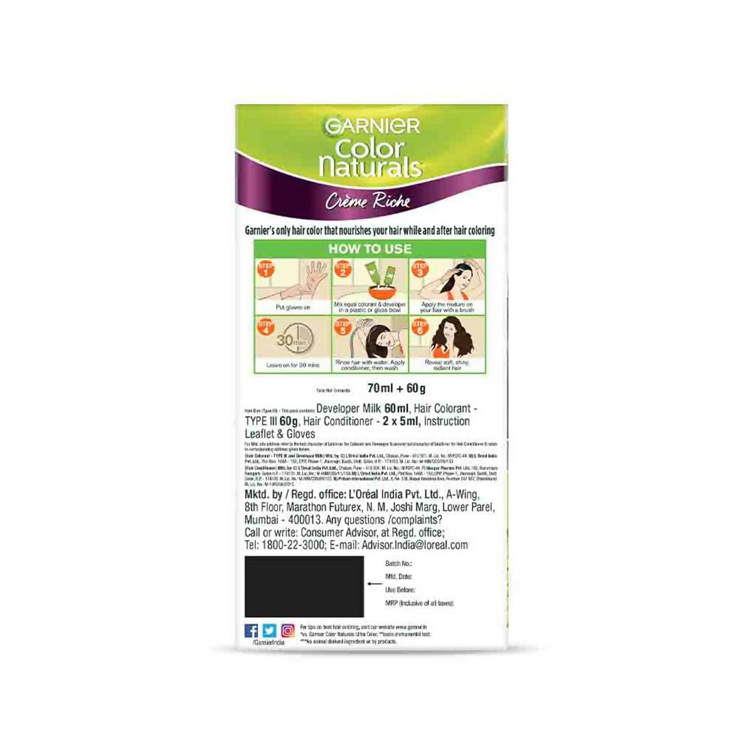 Garnier Color Naturals Creme Riche Hair Color - Shade 3.16 Burgundy - Swadesiicart