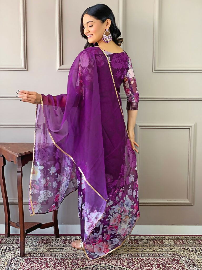 Partywear Designer Tebby Wine Stitched Suit With Dupatta - Tanisha | Swadesiicart