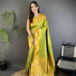 Joban Fashion Light Green Banarasi Soft Silk Woven Saree | Swadesiicart
