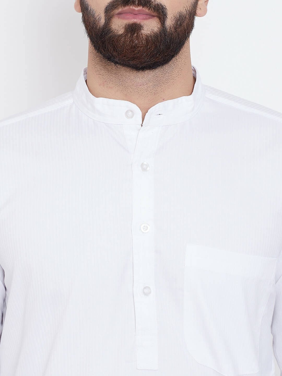 Even Apparels White Pure Cotton Men's Kurta With Band Collar | Swadesiicart