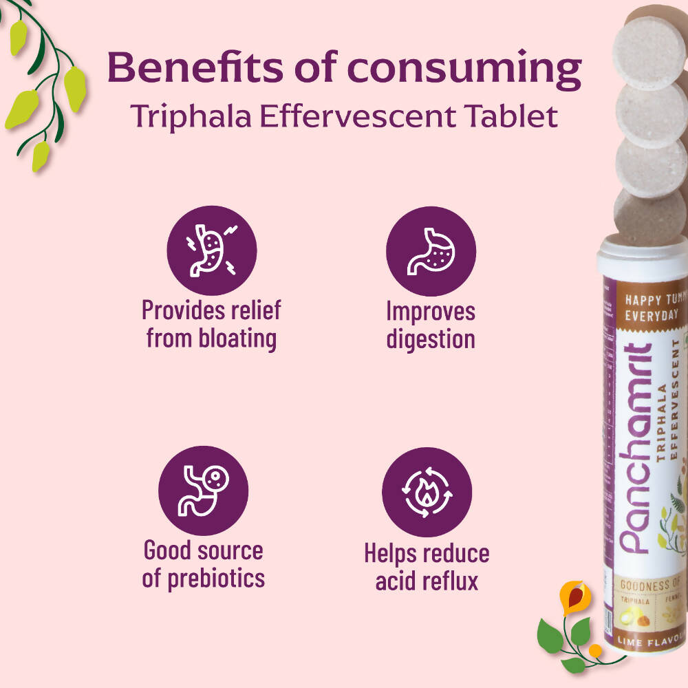 Panchamrit Triphala Effervescent Tablets-Lime Flavor - Swadesiicart