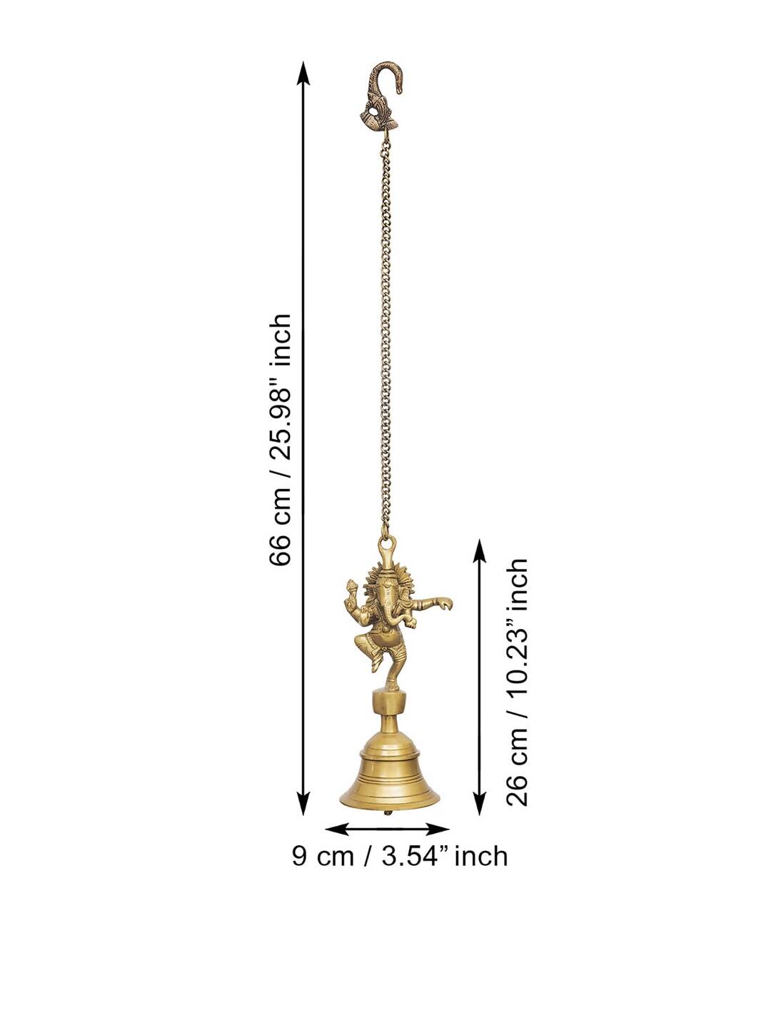 eCraftIndia Golden Brass Dancing Ganesha Idol Wall Hanging Bell With Chain | Swadesiicart