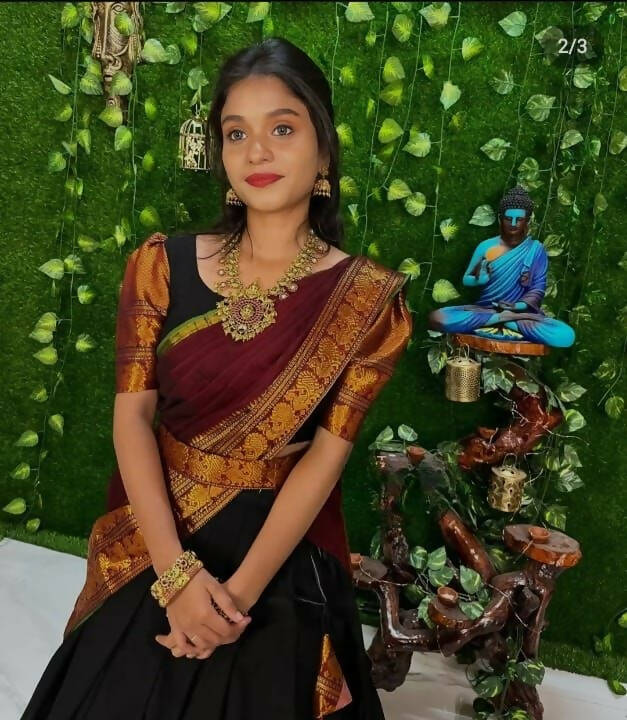 DEIANA'S Beautiful KanJivaram Silk Jari Lahengha Choli - Purple | Swadesiicart
