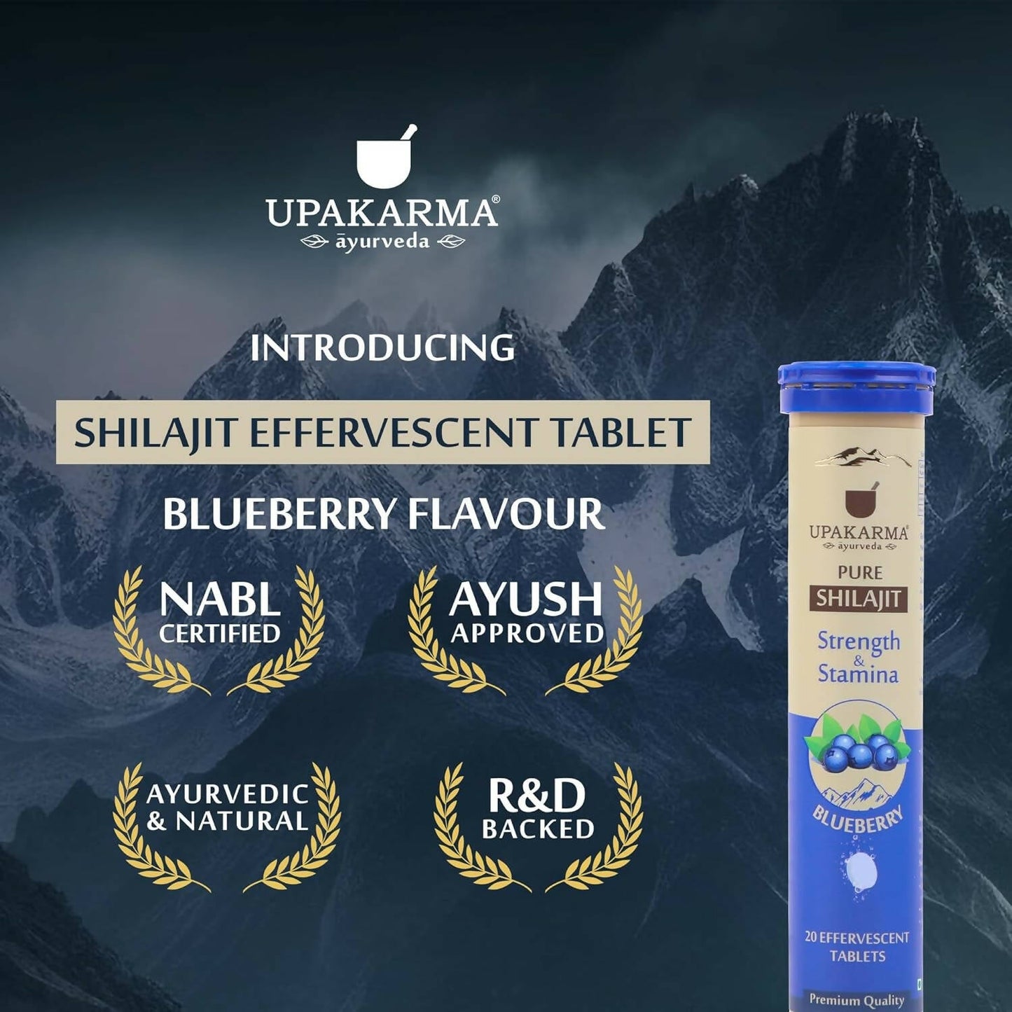Upakarma Ayurveda Pure SJ Effervescent Tablets in 2 Unique Flavors (Orange & Blueberry) Combo | Swadesiicart