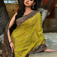 Joban Fashion Green Crepe Chiffon Pure Handloom Banarasi Silk Saree | Swadesiicart