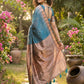 Shree Shyam Fashion Blue Linen Cotton Saree