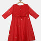 Ahalyaa Red Organza Kids Kurta Palazzo Set For Girls | Swadesiicart