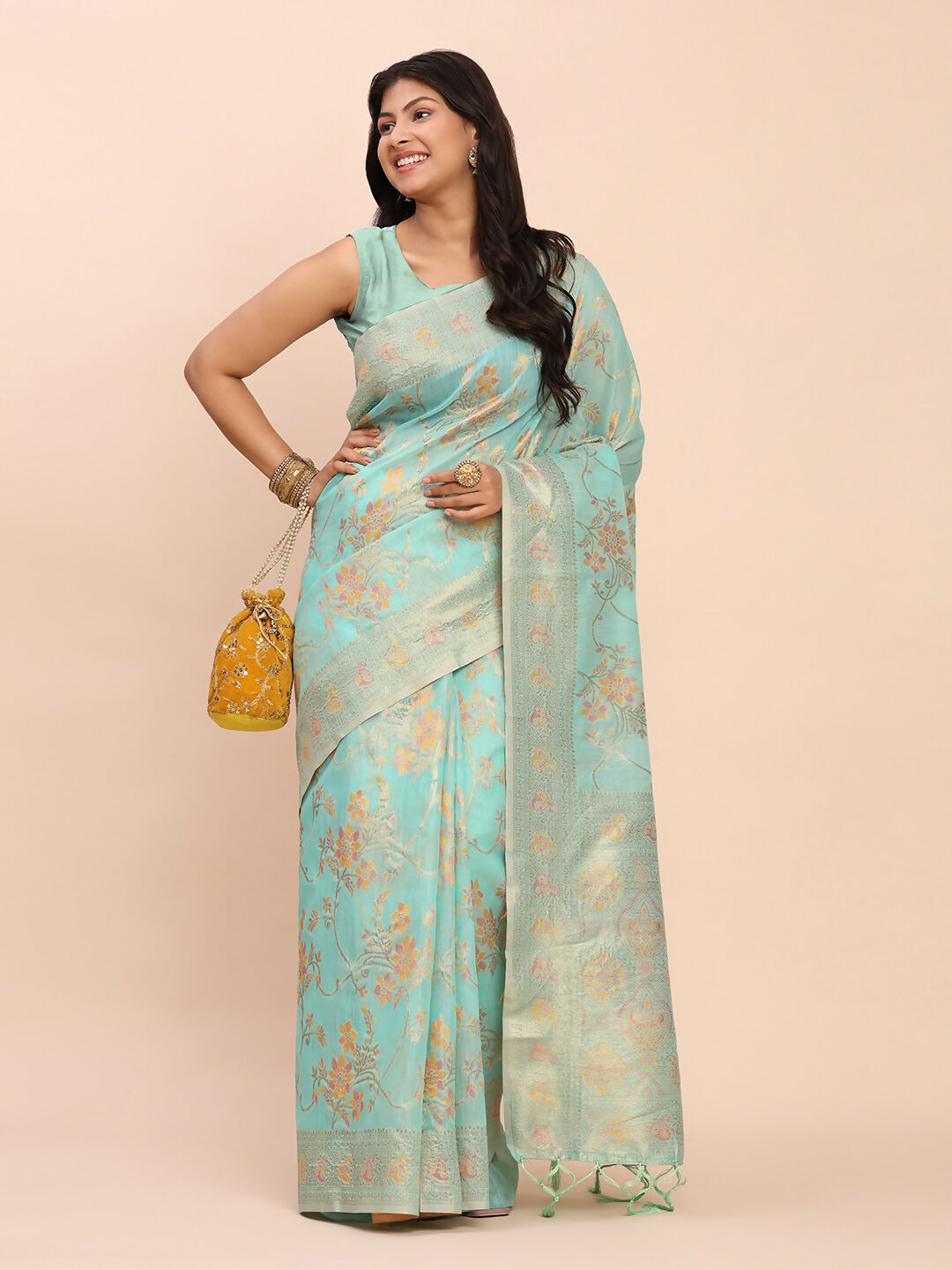 Shree Shyam Fashion Linen Cotton Sea Green Saree