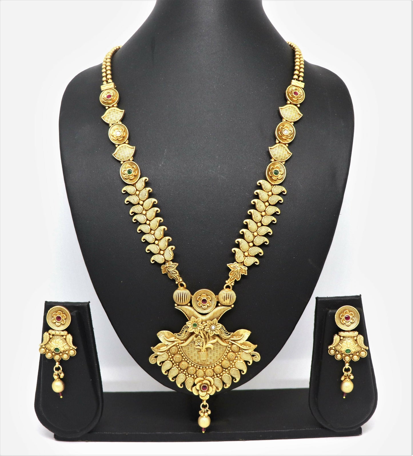 Joban Fashion Mango Design Gold Pure Brass With Rajwadi Polish Necklace Set | Swadesiicart