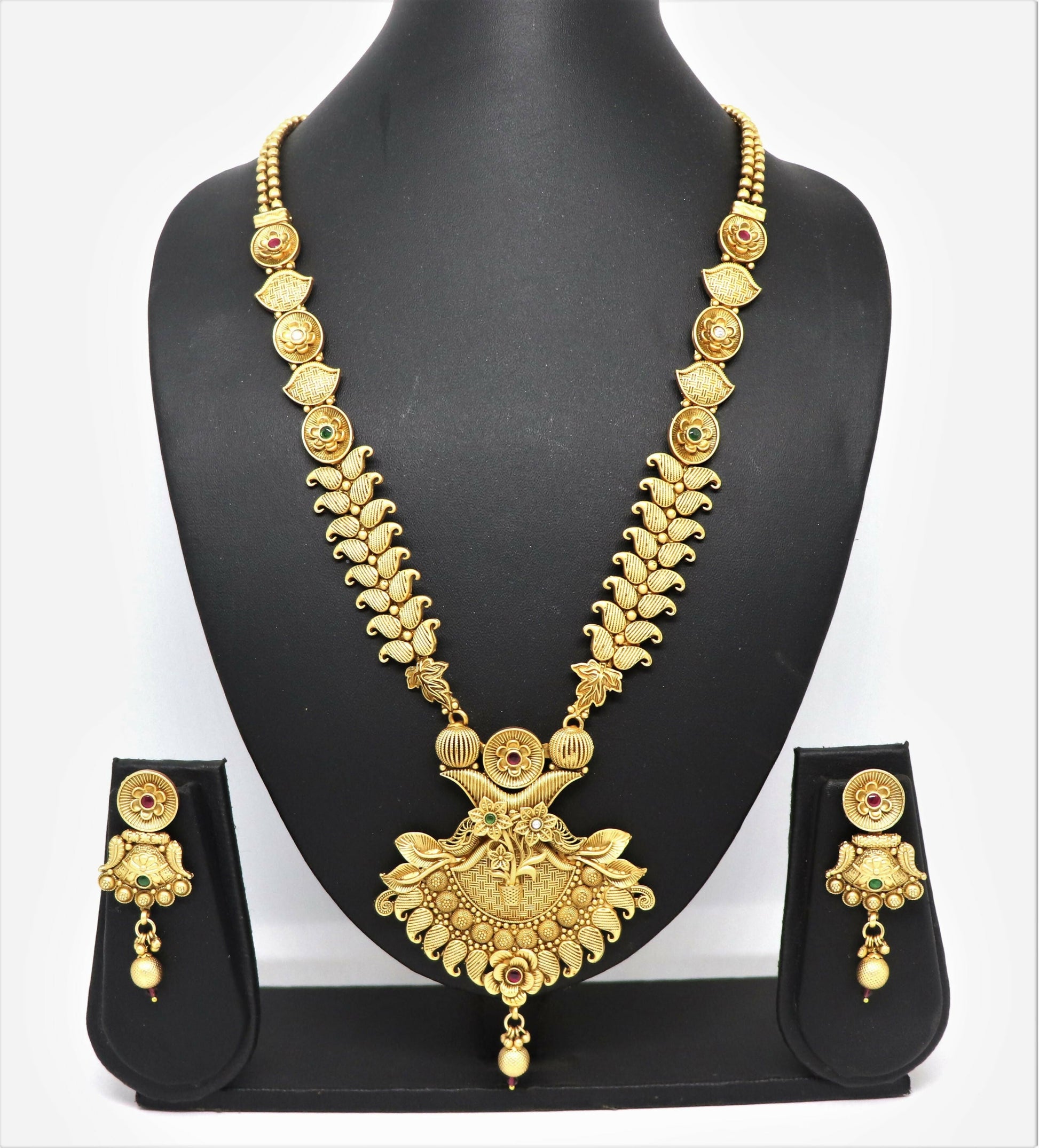 Joban Fashion Mango Design Gold Pure Brass With Rajwadi Polish Necklace Set | Swadesiicart